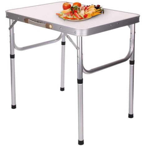 BALLSHOP Small Camping Table Folding Picnic Table Outdoor Adjustable Height Kitchen Work Top for Home Party and Camping 44.5x57x60cm