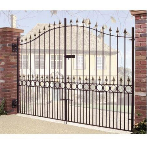 Balmoral Premium Range Spear Top Tall Bow Top Double Gate - Solid Steel - Fits Gap of 3658 mm x 2082 mm High - Primed