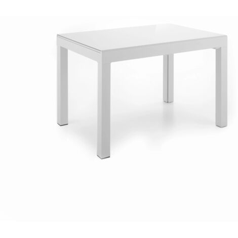 Balmoral,  Tavolo allungabile con top in vetro temperato Extra white (83cm X 120/175/230 /290/350cm H. 75cm)  Duzzle