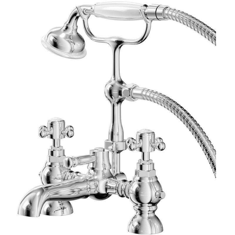 Balmoral Traditional Polished Chrome Bath Shower Mixer Tap with Shower Kit