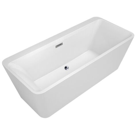 Balneo Baignoire autoportante 170x80cm, rectangulaire, accessoires inox, Acrylique thermoformé 3.5mm, avec pieds réglables, ROMA