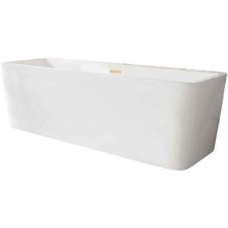 Balneo Baignoire autoportante 170x80cm, rectangulaire, accessoires miroir doré, Acrylique thermoformé 3.5mm, avec pieds réglables, ROMA