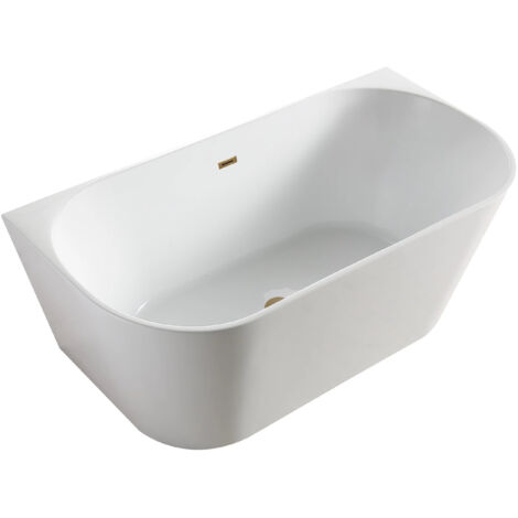 Balneo Baignoire dorée semi-îlot Murale 150x75cm, accessoires doré, Acrylique thermoformé 3.5mm, avec pieds réglables, VIVA