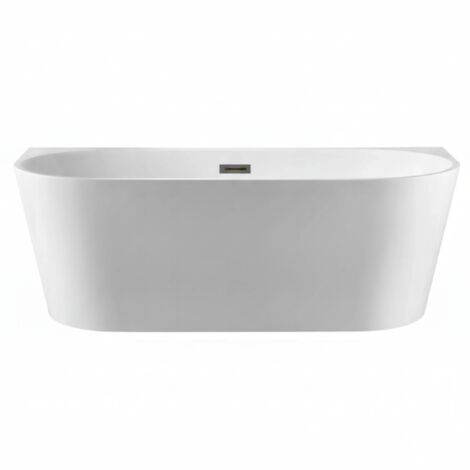 BALNEO – baignoire îlot adossée 150x75 cm VIVA avec cache trop-plein et bonde anthracite