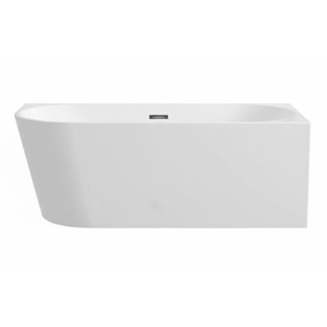 BALNEO – baignoire îlot d’angle droite 150x75 cm AVOLA avec cache trop-plein et bonde anthracite