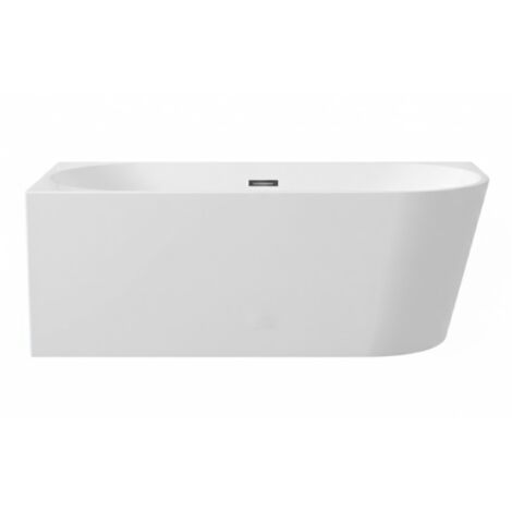 BALNEO – baignoire îlot d’angle gauche 170x80 cm AVOLA avec cache trop-plein et bonde anthracite