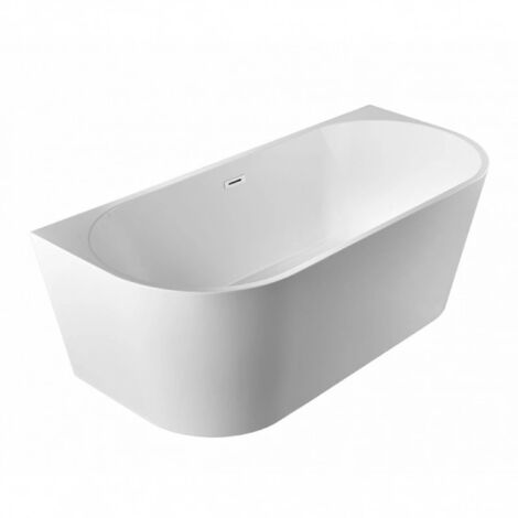 Balneo Baignoire semi-îlot Murale 160x75cm, accessoires inox, Acrylique thermoformé 3.5mm, avec pieds réglables, VIVA