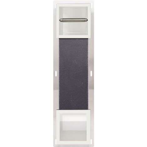 Balneo Distributeur papier-toilette encastrable avec porte 74x20,8x14,7cm, acier inoxydable, finition blanc, WALL-BOX PAPER 2