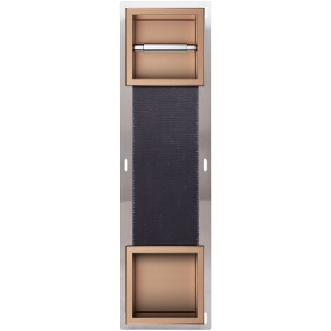 Balneo Distributeur papier-toilette encastrable avec porte 74x20,8x14,7cm, acier inoxydable, finition cuivre, WALL-BOX PAPER 2