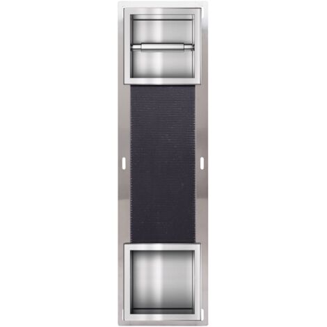 Balneo Distributeur papier-toilette encastrable avec porte 74x20,8x14,7cm, acier inoxydable, finition inox, WALL-BOX PAPER 2