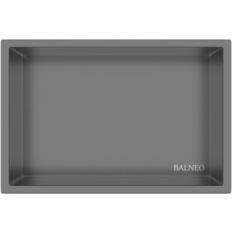 BALNEO - niche murale 30x20x10 cm gris foncé Gun Metal en acier inoxydable WALL-BOX - étagère de salle de bain