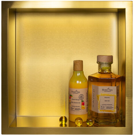 BALNEO - niche murale 30x30x10 cm dorée en acier inoxydable WALL-BOX - étagère de salle de bain