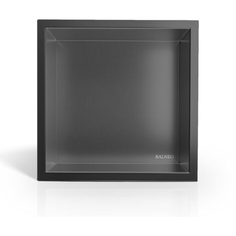 BALNEO - niche murale 30x30x10 cm gris foncé Gun Metal en acier inoxydable WALL-BOX - étagère de salle de bain