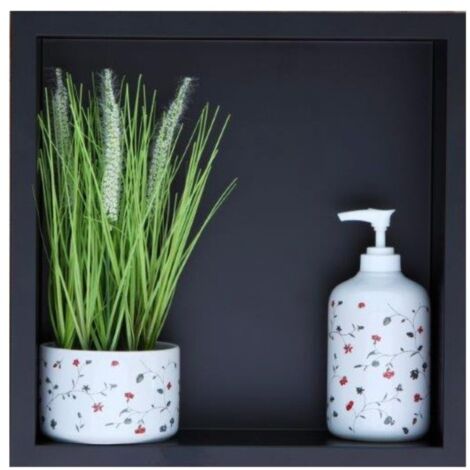 BALNEO - niche murale 30x30x10 cm noire en acier inoxydable WALL-BOX - étagère de salle de bain