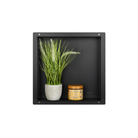 BALNEO - niche murale 30x30x10 cm noire en acier inoxydable WALL-BOX NO RIM - étagère murale encastrée sans cadre