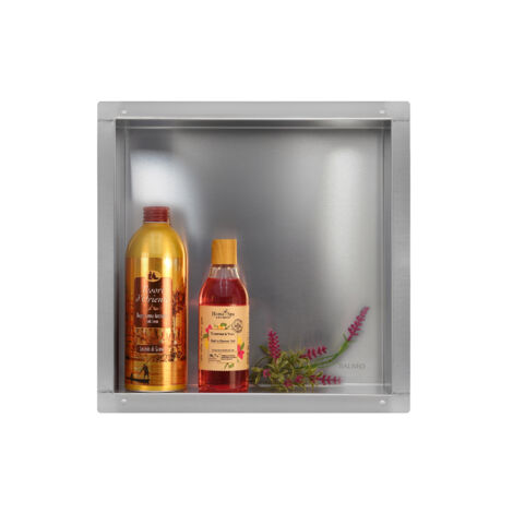BALNEO - niche murale 30x30x7 cm argentée en acier inoxydable WALL-BOX NO RIM - étagère murale encastrée sans cadre