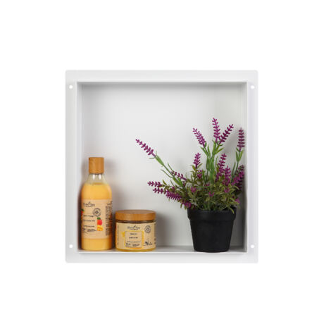 BALNEO - niche murale 30x30x7 cm blanche en acier inoxydable WALL-BOX NO RIM - étagère murale encastrée sans cadre