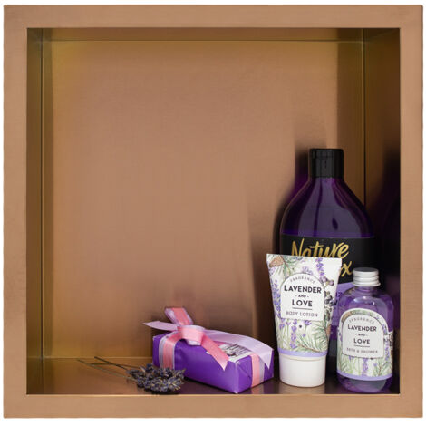 BALNEO - niche murale 30x30x7 cm cuivrée en acier inoxydable WALL-BOX - étagère de salle de bain