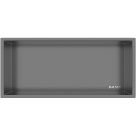 BALNEO - niche murale 45x20x10 cm gris foncé Gun Metal en acier inoxydable WALL-BOX - étagère de salle de bain