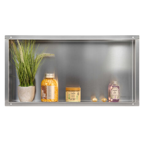 BALNEO - niche murale 60x30x10 cm argentée en acier inoxydable WALL-BOX NO RIM - étagère murale encastrée sans cadre