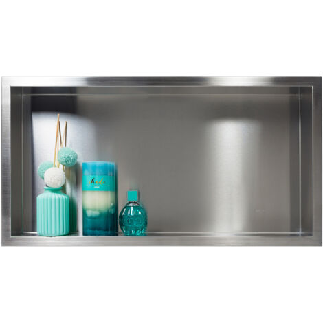 BALNEO - niche murale 60x30x7 cm argentée INOX en acier inoxydable WALL-BOX - étagère de salle de bain