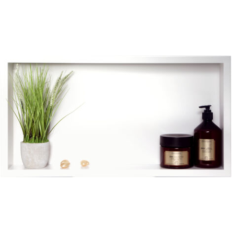 BALNEO - niche murale 60x30x7 cm blanche en acier inoxydable WALL-BOX - étagère de salle de bain