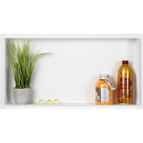 BALNEO - niche murale 60x30x7 cm blanche en acier inoxydable WALL-BOX NO RIM - étagère murale encastrée sans cadre