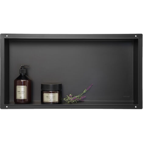 BALNEO - niche murale 60x30x7 cm noire en acier inoxydable WALL-BOX NO RIM - étagère murale encastrée sans cadre