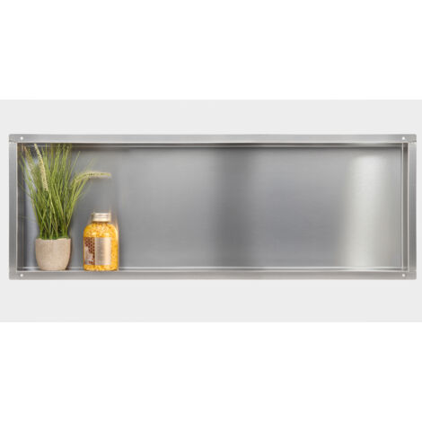 BALNEO - niche murale 90x30x10 cm argentée en acier inoxydable WALL-BOX NO RIM - étagère murale encastrée sans cadre