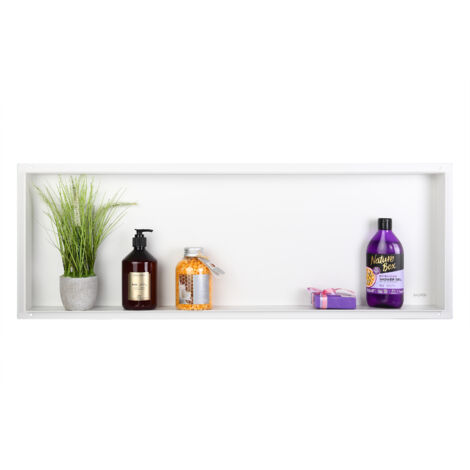 BALNEO - niche murale 90x30x10 cm blanche en acier inoxydable WALL-BOX NO RIM - étagère murale encastrée sans cadre