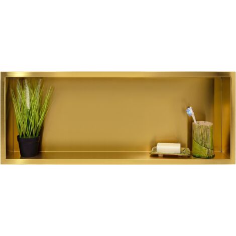 BALNEO - niche murale 90x30x10 cm dorée en acier inoxydable WALL-BOX - étagère de salle de bain