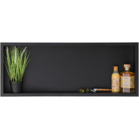 BALNEO - niche murale 90x30x7 cm noire en acier inoxydable WALL-BOX - étagère de salle de bain