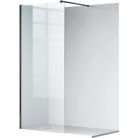 Balneo Paroi de douche À l'italienne 100x200cm, En 8mm Verre Anticalcaire, Avec Barre De Fixation, Beira