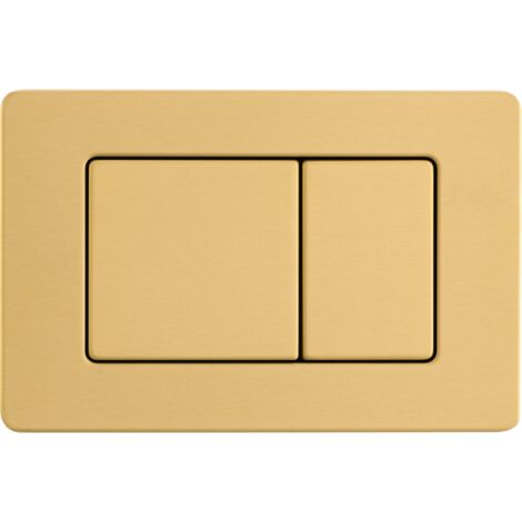 Balneo Plaque de commande WC en acier inoxydable brossé AXO doré - plaque encastrée pour bâti-support - double touche 2 fonctions