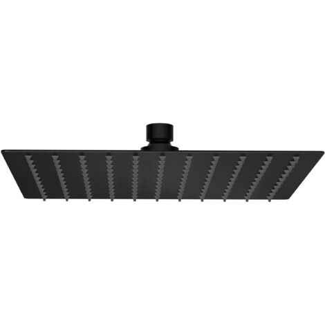 BALNEO Pomme de douche pluie noire carrée Acier inoxydable Pommeau de douche 25 cm CASCADE