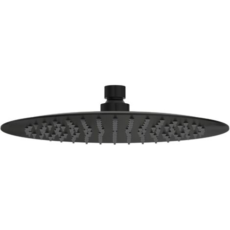 BALNEO Pomme de douche pluie noire ronde Acier inoxydable Pommeau de douche 25 cm CASCADE