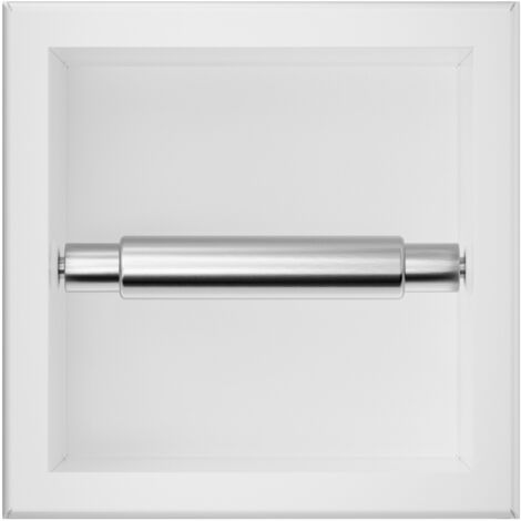 Balneo Porte-papier toilette encastrable 17,3x17,3x8,7cm, acier inoxydable, finition blanc, WALL-BOX PAPER 1