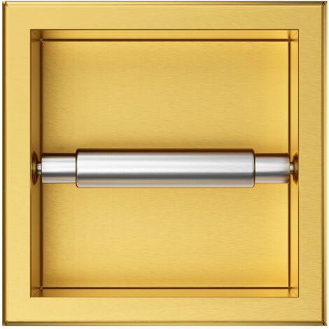 Balneo Porte-papier toilette encastrable 17,3x17,3x8,7cm, acier inoxydable, finition gold, WALL-BOX PAPER 1