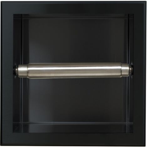 Balneo Porte-papier toilette encastrable 17,3x17,3x8,7cm, acier inoxydable, finition noir, WALL-BOX PAPER 1