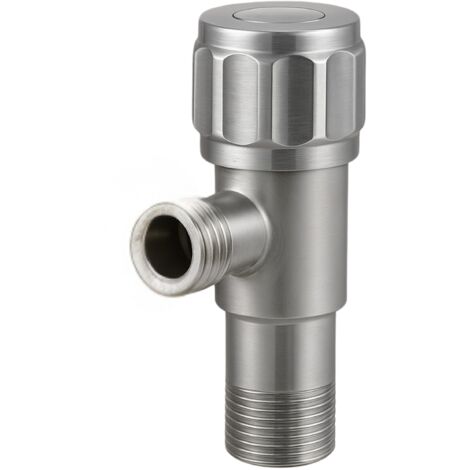 BALNEO - robinet d’angle à obturateur champignon à siège céramique 1/2 × 1/2 argenté - robinet d’arrêt pour conduites d’eau en acier inoxydable