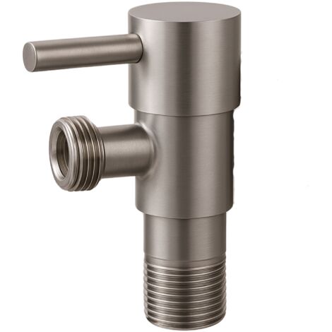 BALNEO - robinet d’angle à tête céramique 1/2 x 3/8 argenté - robinet de coupure pour tuyaux d’eau en acier inoxydable