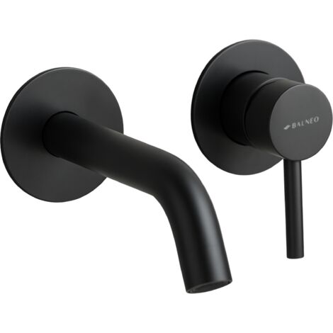 BALNEO Robinet Mitigeur mural pour lavabo noir Acier inoxydable  Mitigeur encastré en acier inoxydable pour lavabo CASCADE
