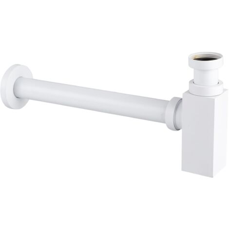 BALNEO - siphon de lavabo carré en laiton blanc - siphon de salle de bain moderne