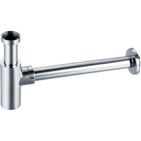 Balneo Siphon découpable design avec tube pour lavabo, finition chrome, laiton, G1-1-4"