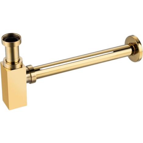 Balneo Siphon lavabo design carré, finition gold, laiton, G1-1-4"