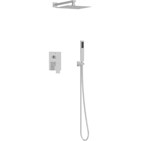 BALNEO Système de douche avec pommeau de pluie argent Acier inoxydable Mitigeur de douche avec douchette CASCADE