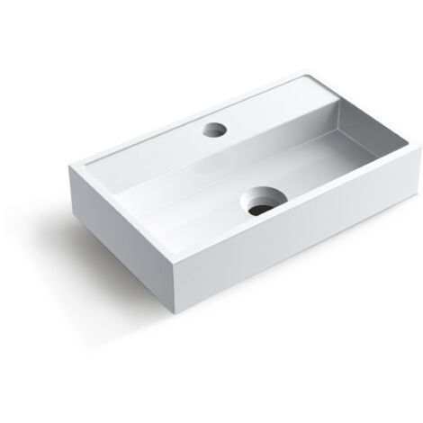 Balneo Vasque à poser 40x24cm, en fonte minérale, Blanc, VIKI