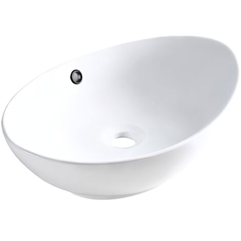 BALNEO - vasque à poser en céramique ZERRA avec trop-plein rond noir - lavabo de salle de bain moderne