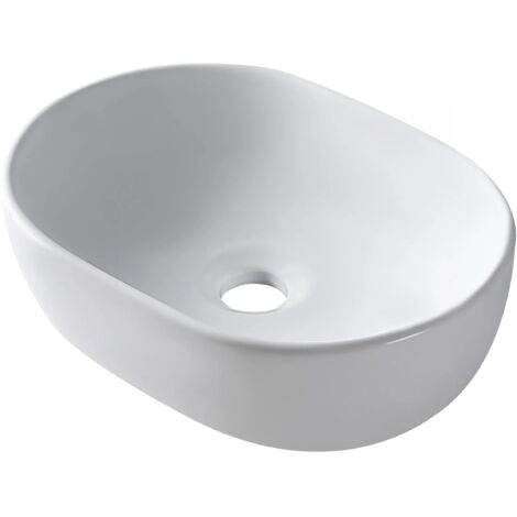 BALNEO - Vasque à poser FIORA 48x35 cm blanche en céramique - Lavabo à poser
