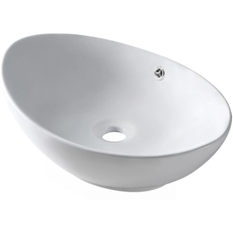 BALNEO - Vasque à poser ZERRA 59x39 cm blanche en céramique - Lavabo à poser